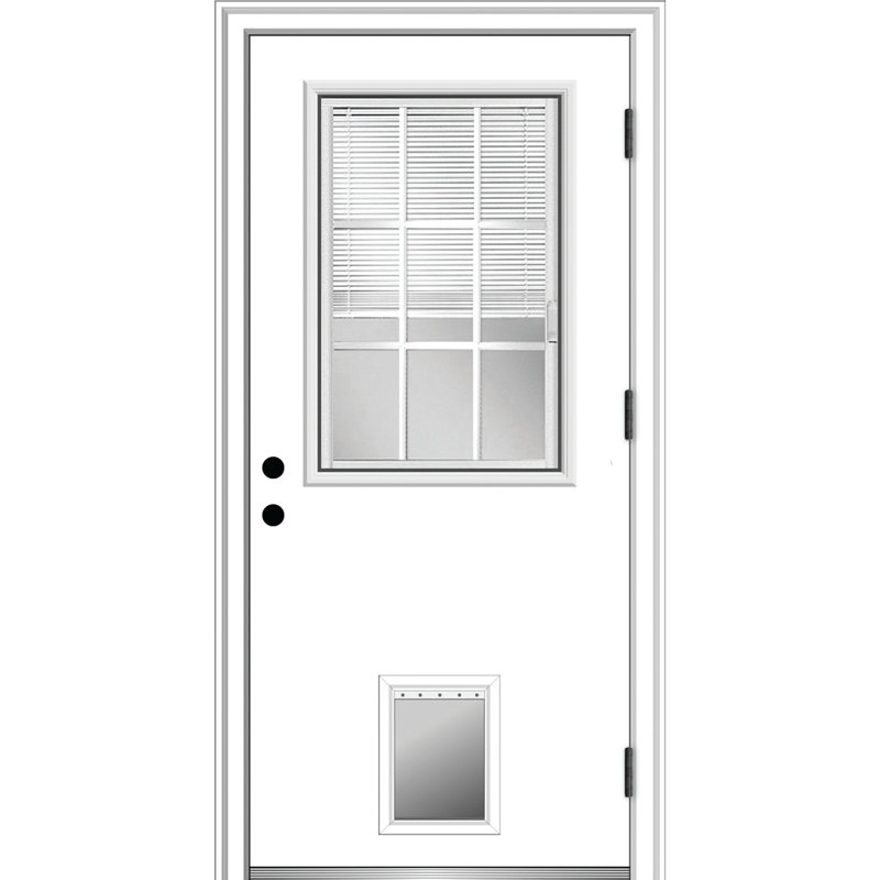 Porte d'entrée avant en fibre de verre Smooth, S'ouvre à gauche vers l'extérieur, H 80 po x l 32 po x P 1,75 po, 4,56 po