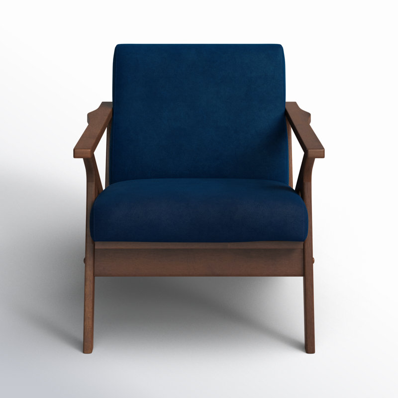 Zola Upholstered Accent Armchair, Walnut, Blue Velvet