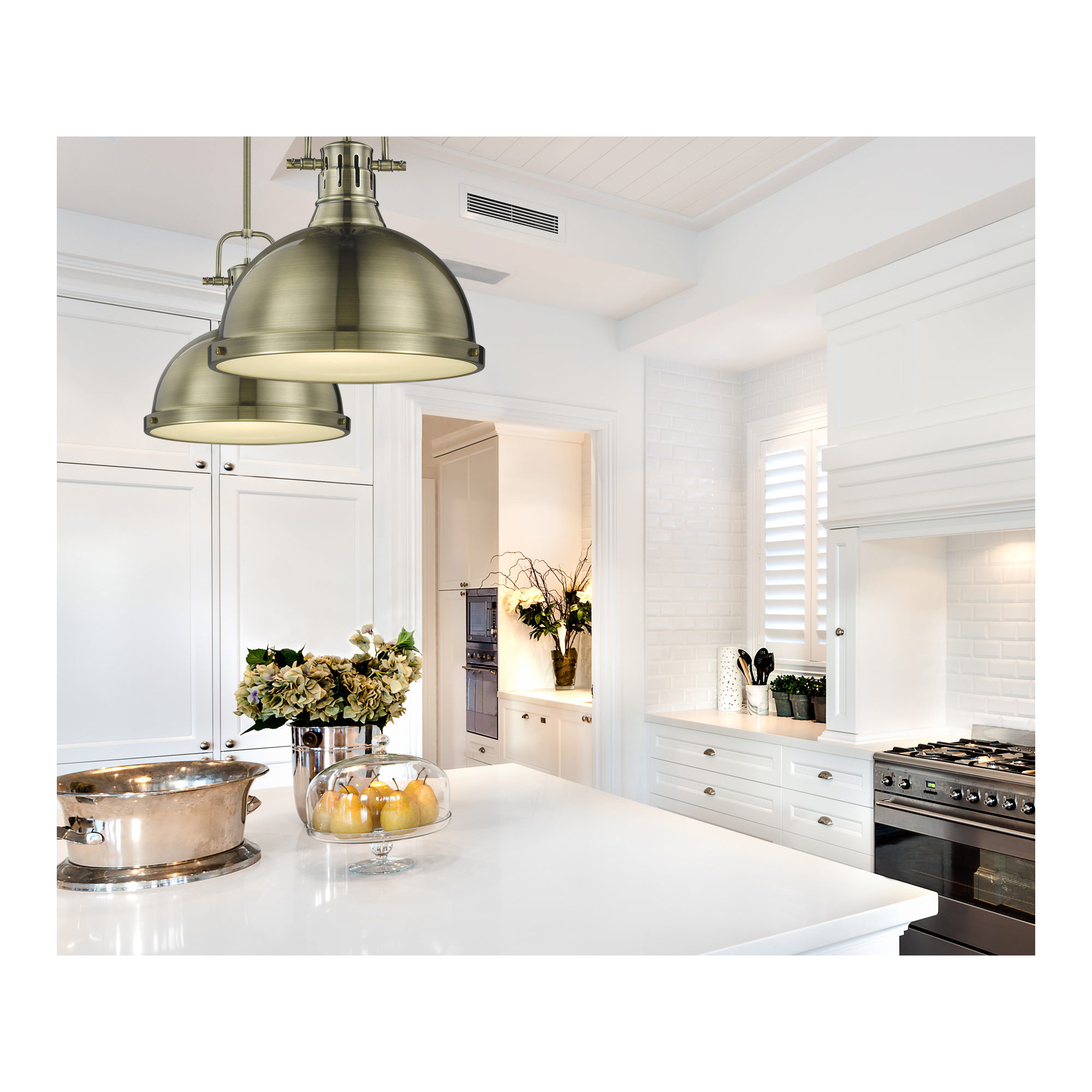 Calico Single Light Steel Dimmable Pendant, Aged Brass, Aged Brass