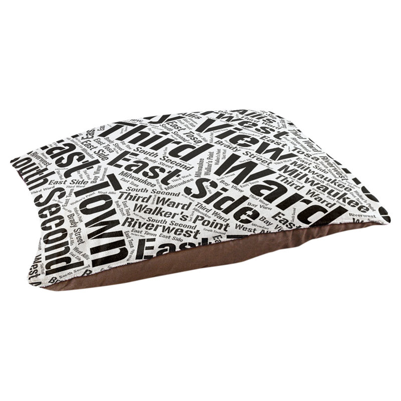 Coussin de chien « districts », Très grand (H 17 po x l 50 po x P 40 po), Noir, Milwaukee