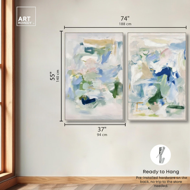Ensemble de 2 reproductions d'art tendance sur toile Chroma Balance, H 24 po x l 16 po, Encadrement argenté