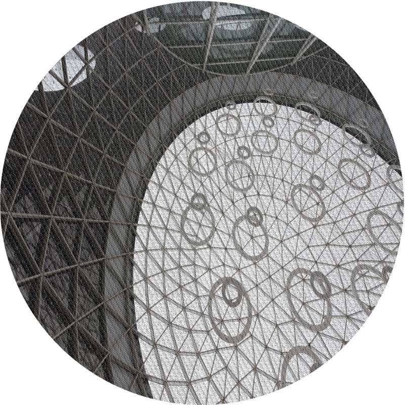 Tapis gris/vert foncé à tisser électrique, Rond 8 pi
