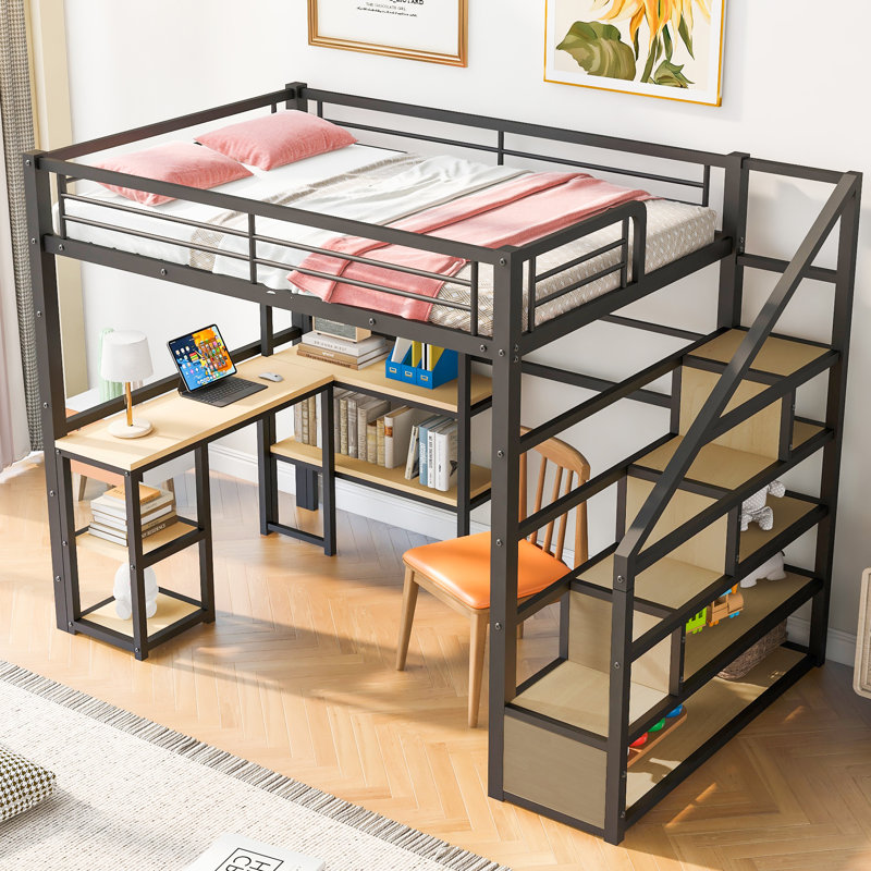 Lit mezzanine pour enfants Parvati, Double, Noir