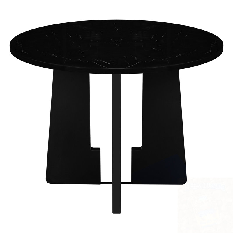 Round Dining Table With Cross Base, Black