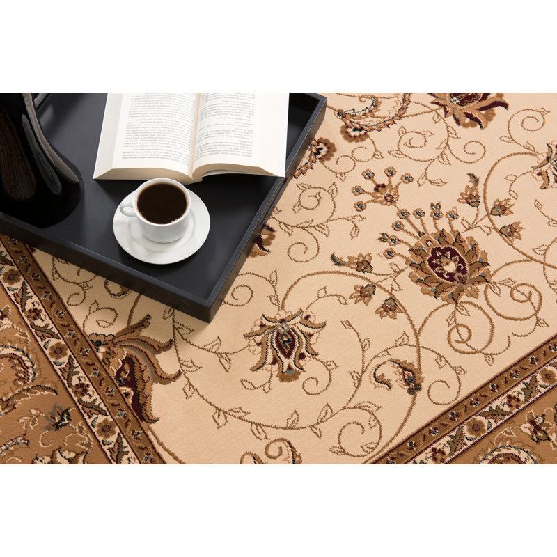Rug Branch Yasmin 2' x 4' (2'3" x 4') Beige/Cream Persian Medallion Indoor Doormat Rug, Traditional, Low Pile, Stain-Resistant Entry Carpet - Front Door, Mudroom, Hallway and Kitchen