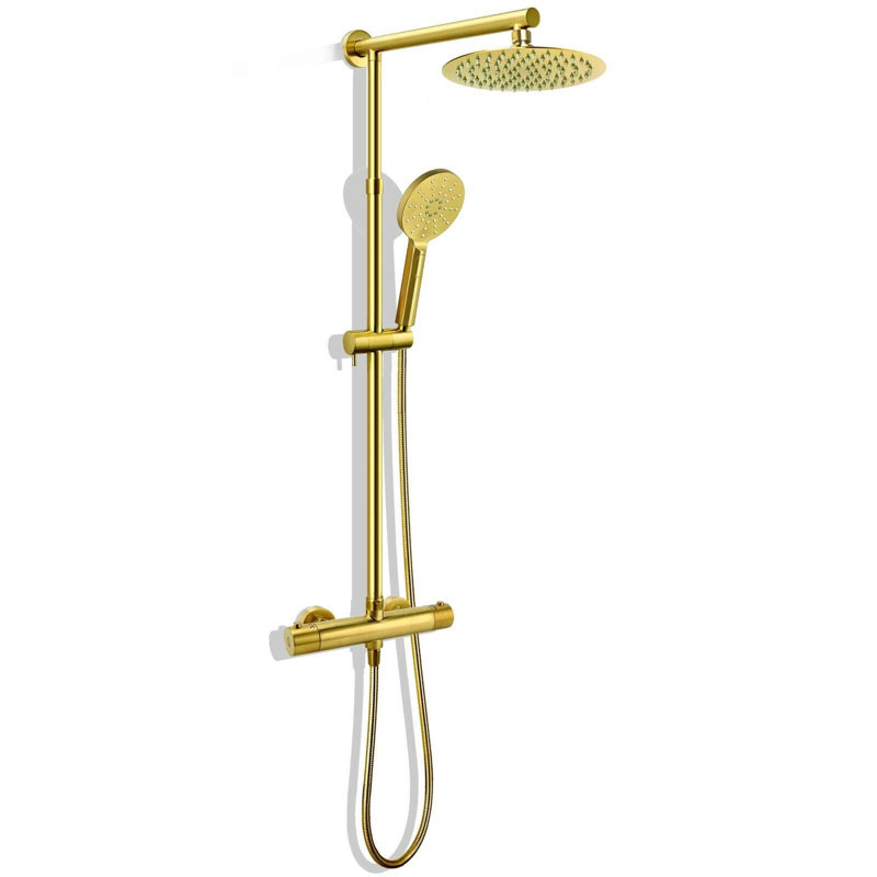 Azaleyah Exposed Thermostatic Mixer Twin Round Slider Bar Complete Shower System with Dual Shower Head