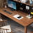 Nut-brown Rectangular Solid Wood Executive Desk-1573446651