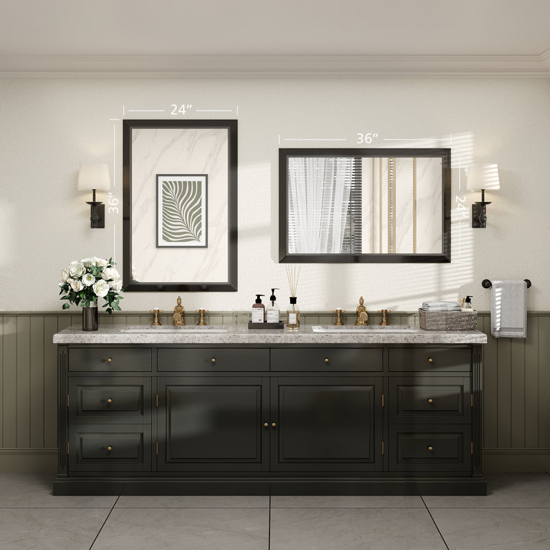 Miroir de meuble-lavabo mural Molly, 36 po x 24 po, Noir