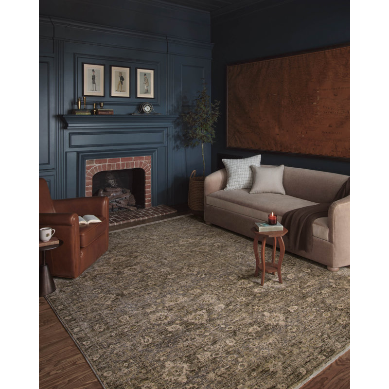 Junie Lagoon and Natural Rectangular Synthetic Area Rug