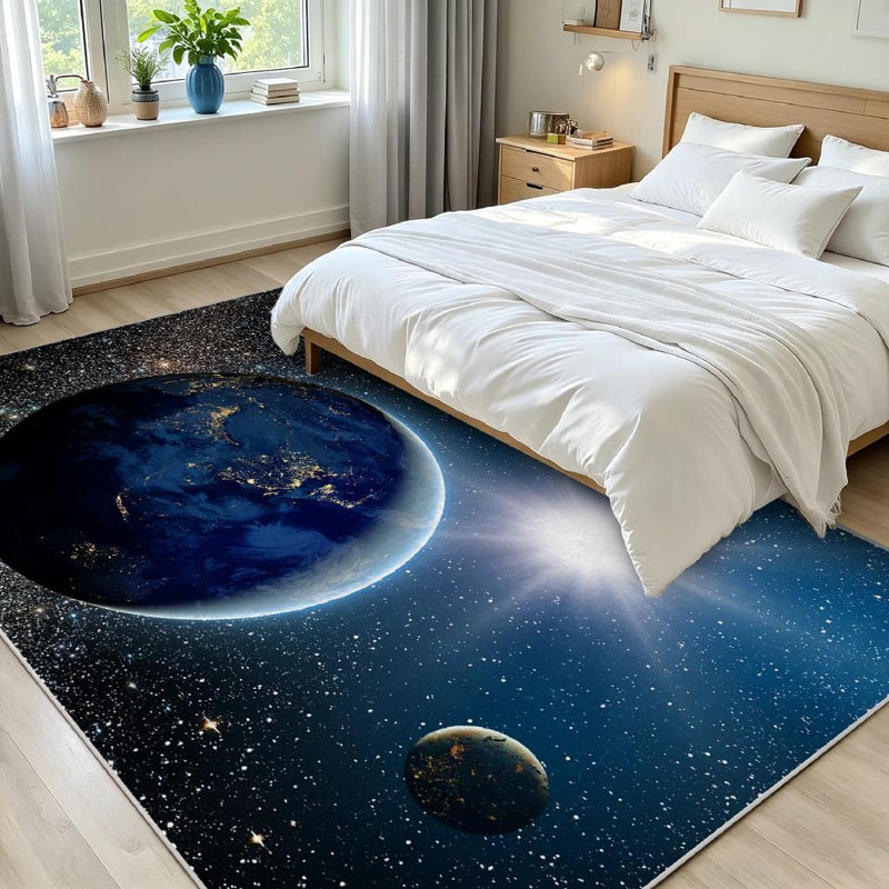 Tapis lavable transparent lavable à la machine Sunrise, Rectangle 71 po x 98 po