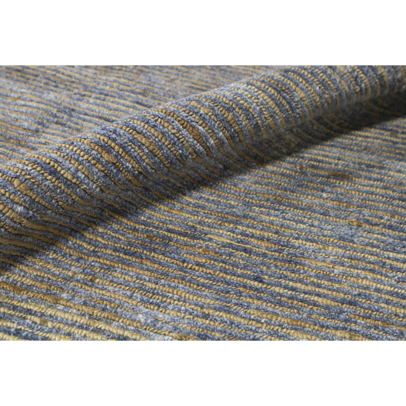 Tapis bleu et naturel noué à la main de haute qualité, Rectangle 8 pi 8 po x 11 pi 9 po