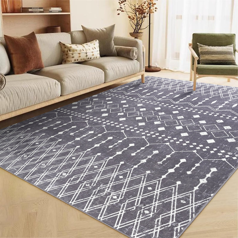 Gingham Shag Area Rug, Rectangle 122 x 183 cm