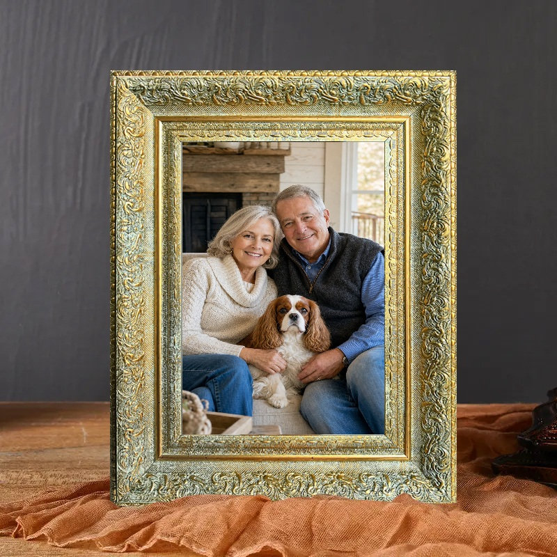 Cadre photo mural antique 3 pièces 8 po x 10 po avec finition maison, Or antique, 3, 8 po x 10 po