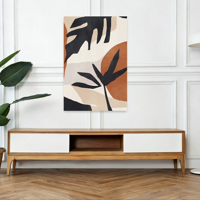 «Earthy Botanical Abstract Abstract Contemporary Minimalist Nature Plant», reproduction d'art murale, 48" H x 32" W