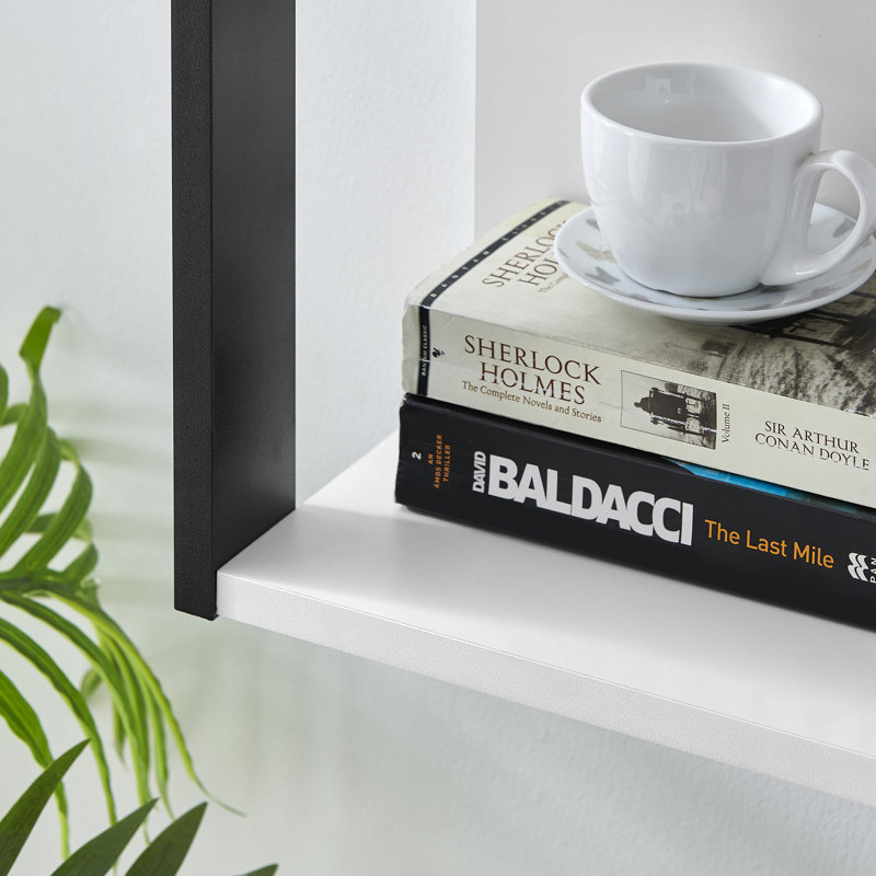 Recife 3-Tier Modern Shadow Box Cube Display Wall Shelf, White/Black