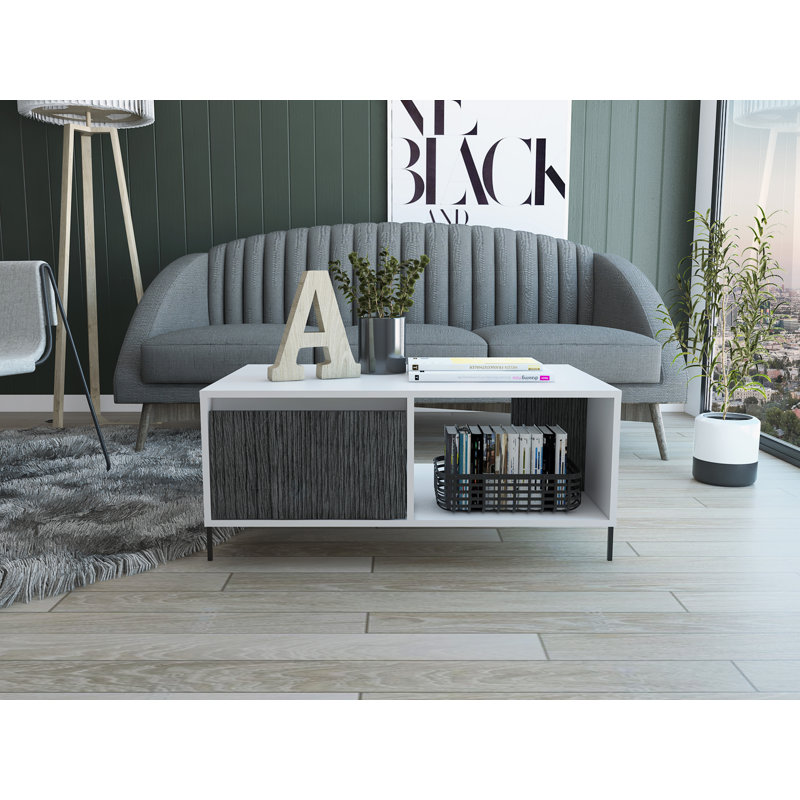 Kallie White Coffee Table with Storage drawer
