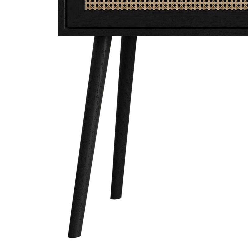 Grand lit mural en bois avec 2 tables de chevet en chêne antique, Noir, Très grand
