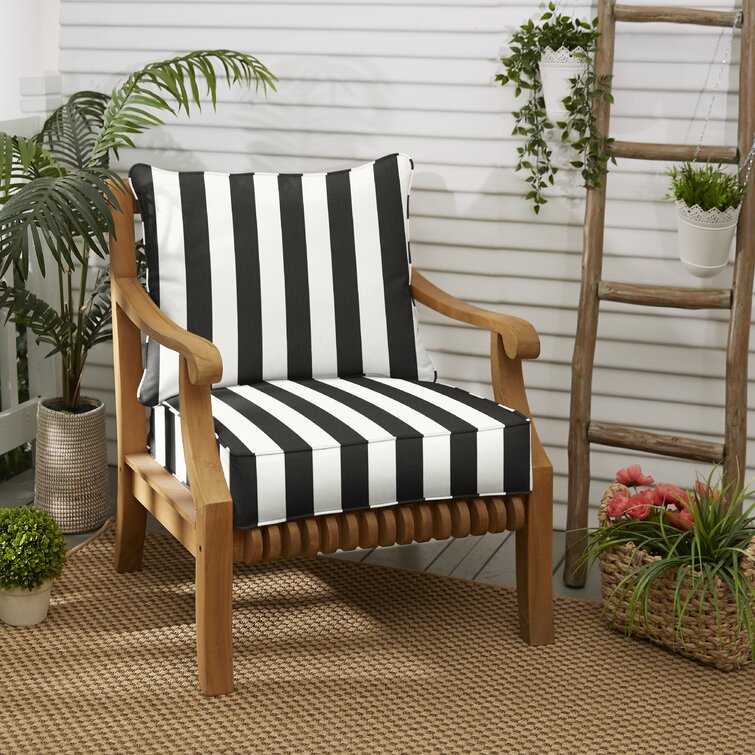 Black Indoor / Outdoor Adirondack Cushion Patio Chair Cushion