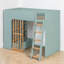 Lit mezzanine pour enfants avec tablettes intégrées et tiroir de rangement, conception bicolore, chambre d'adolescent moderne-201168112-201168115