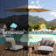 Parasol d'extérieur 7,5 pi - beige, matériau imperméable, 6 nervures, facile à utiliser pour le patio, le jardin, la terrasse avec protection contre l'inclinaison, imperméable, terrasse robuste, cour arrière, piscine