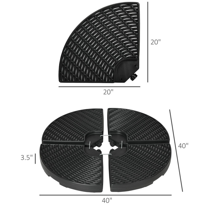 Poids de la base du parasol - 150 lb Capacité de charge maximale: 4, noir, eau / sable, extérieur, support extérieur 4, compatible avec l'eau et le sable, surface