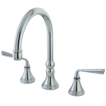 Copenhagen Double Handle Widespread Kitchen Faucet, Polished Chrome