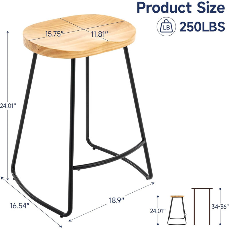 Tabouret de bar 24 po Korella, Natural