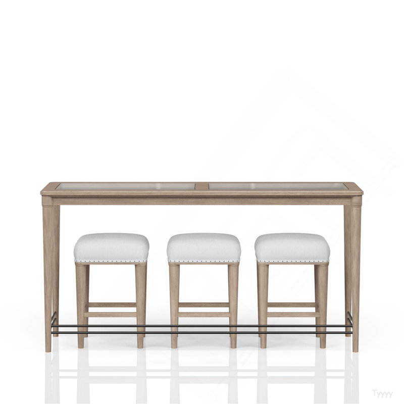 Console en verre givré avec 3 tabourets