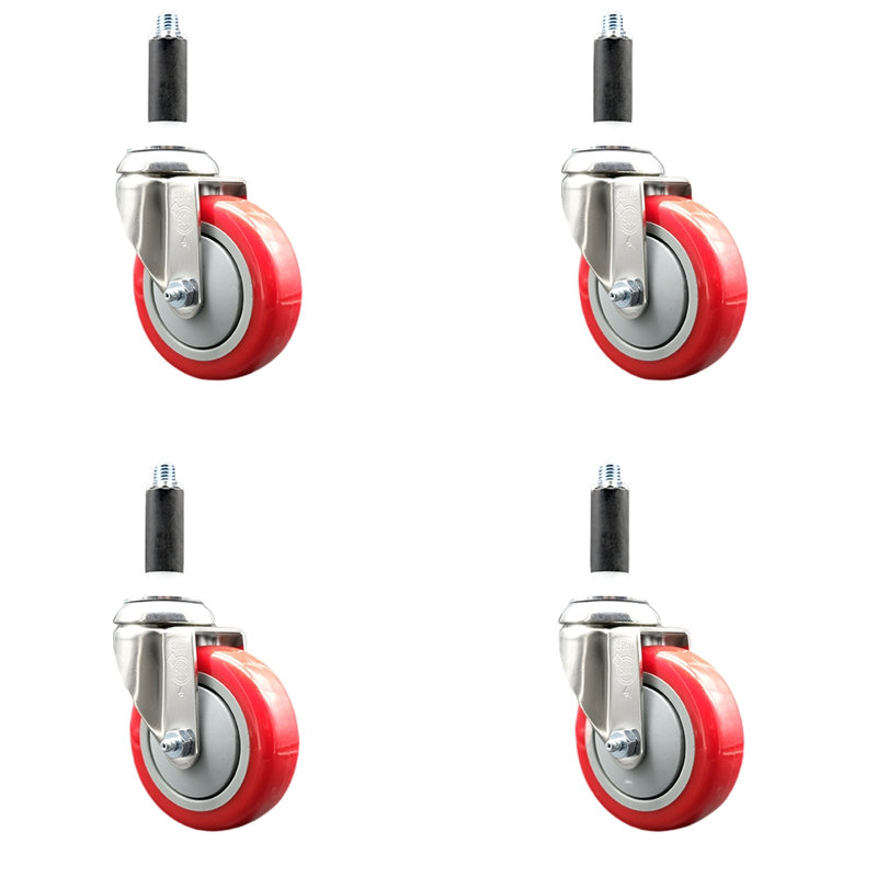 Polyurethane Swivel Caster, Red