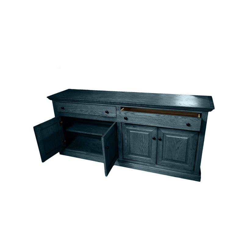 Buffet traditionnel 80 "en chêne massif, Bleu fumée