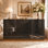 Commode double à 8 tiroirs de 63 po de largeur, avec éclairage d'ambiance chaleureux, fini lustré et glissières en métal