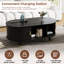 Table basse ovale en bois cannelée de 42,5 po-1674392336