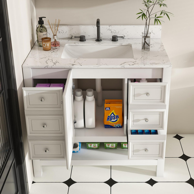 Meuble-lavabo sur pied simple 37 po avec lavabo