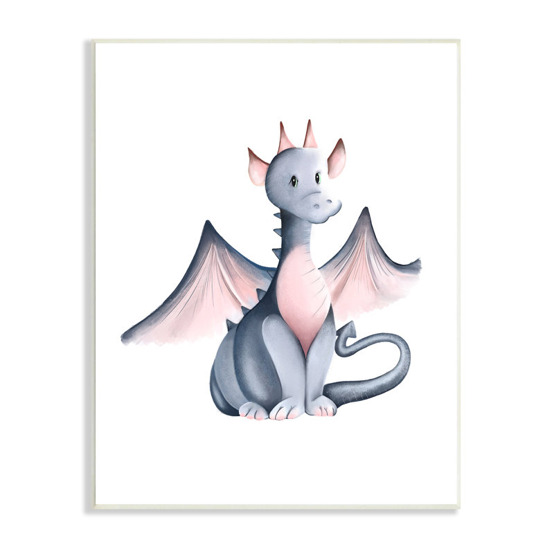 "Dragon fantaisiste assis", créature fantaisiste, ailes, peinture sur plaque par Studio Q, H 15 po x l 10 po x P 0,5 po