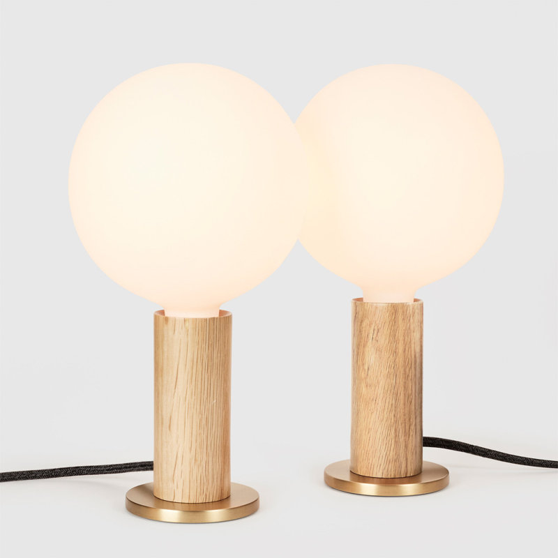 Knuckle Table Lamp In Oak + Sphere IV