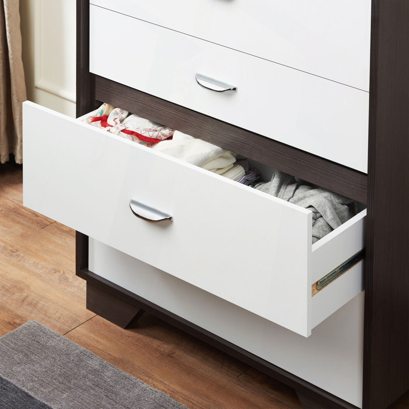 Drawer Dresser, White 5-Drawer Chest