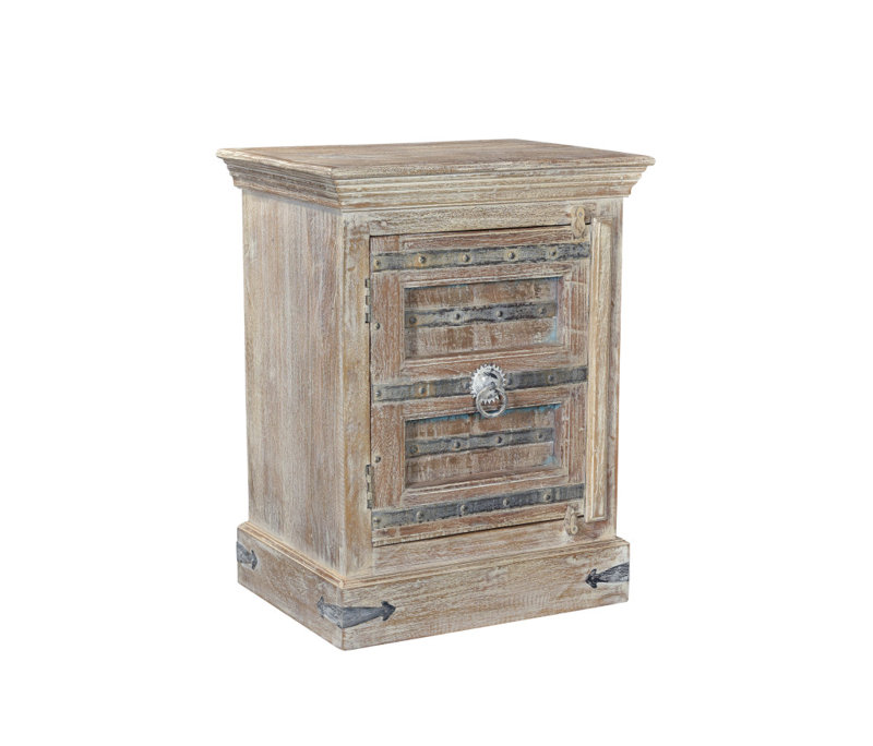 Table de chevet 1 porte Bibbins, Gauche, Blanc sable