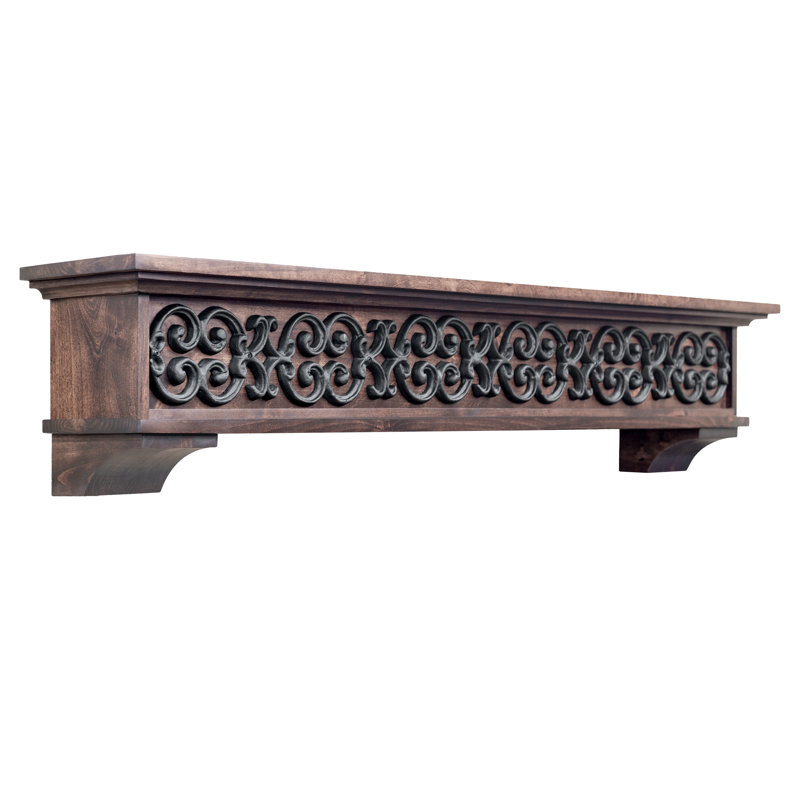 Vienna Fireplace Mantel with Corbels, 60", Brown Wood