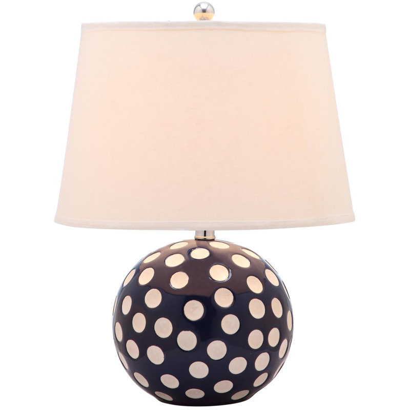 Lampe de table 25 po pois dot, Bleu marine/blanc