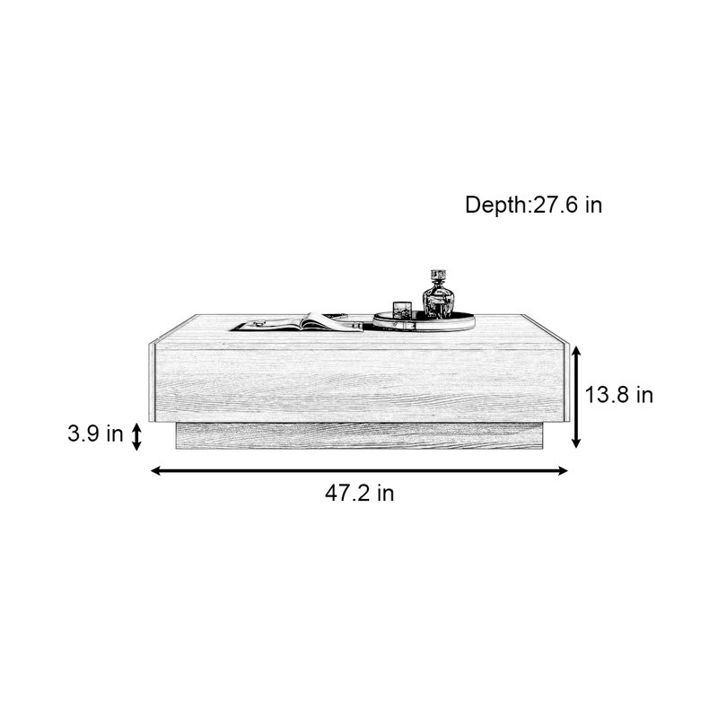 Creative minimalist square coffee table, Dark Walnut, Walnut