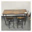Ensemble de table de bar 3 pièces rustique brun avec 2 tabourets et dossiers rembourrés en polyuréthane