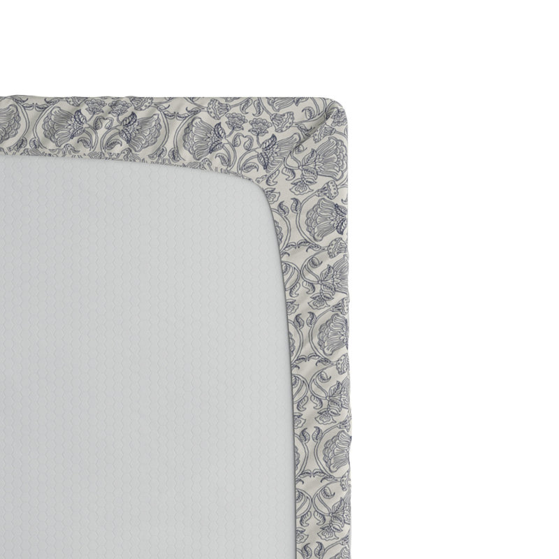 Microfiber Floral Fitted Sheet, Twin XL Fitted Sheet, Gray Floral