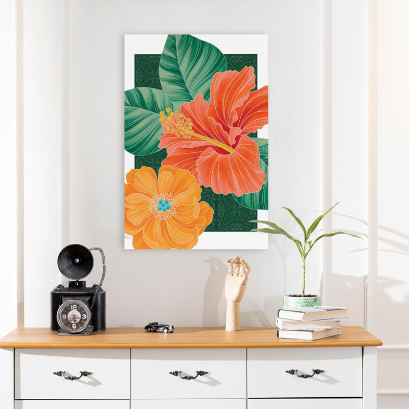 Échos d'orange - fleur d'hibiscus tropical, H 24 po x l 16 po