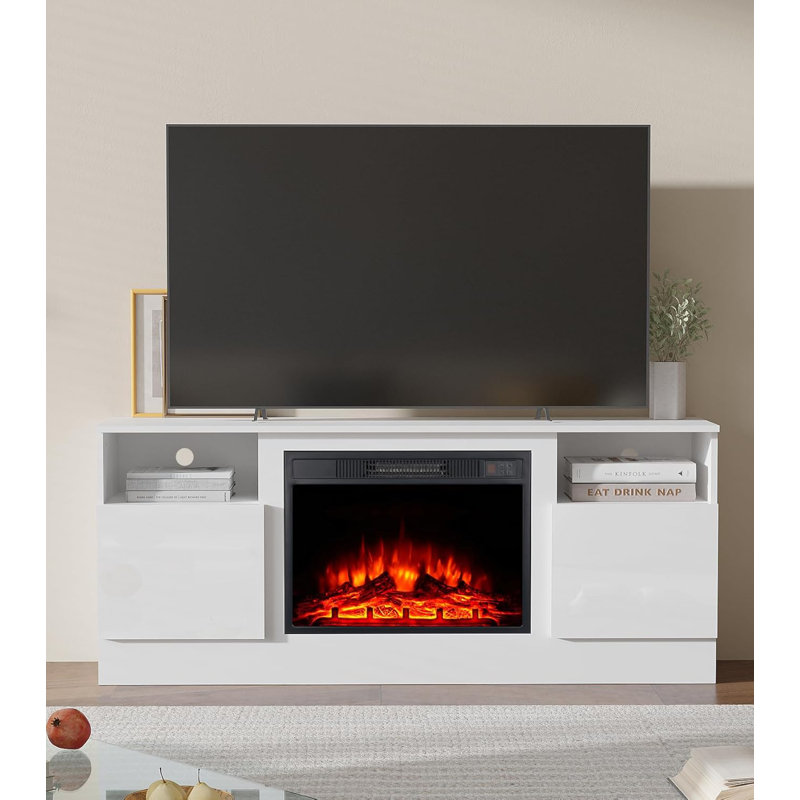 Bletsoe Brambly Cottage 147cm W TV Stand Cabinet With Electric Fire, White