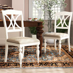Alvy Cross Back Side Chair in Gray Beige