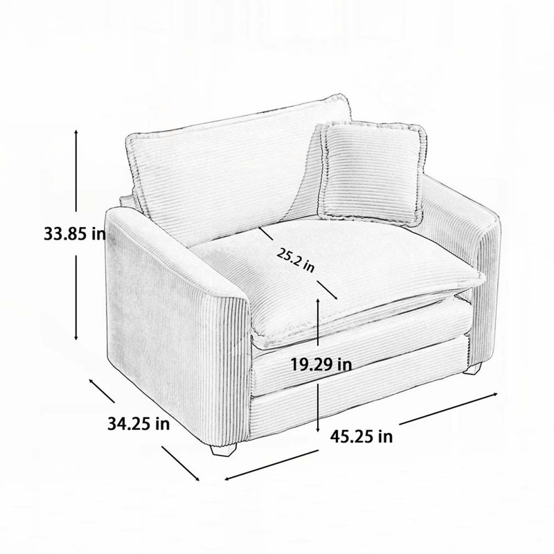 Fauteuil en velours côtelé 2 pièces, Gris