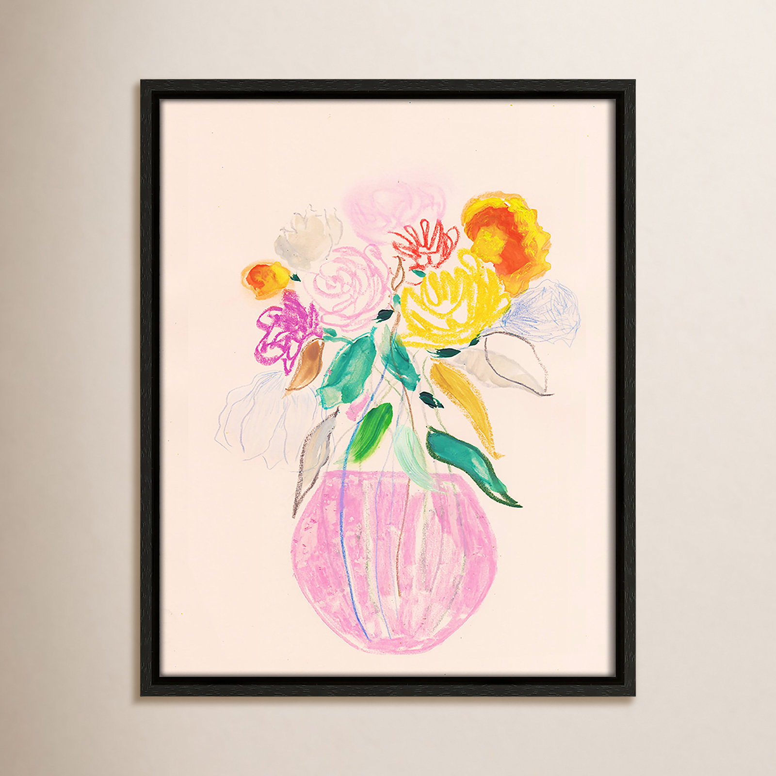 Simple Floral Collection "Simple Floral I" Print by Bea Dina, Espresso Floater Framed Canvas, No Mat