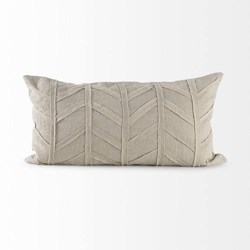 Housse de coussin lombaire texturée à chevrons gris clair