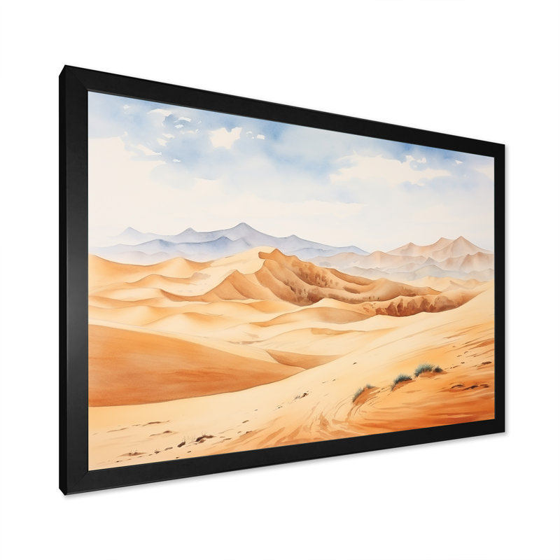 Paysage désertique de dunes de sable en Afrique III - Désert, art mural, Cadre d'angle fermé noir, H 16 po x l 32 po x P 1 po