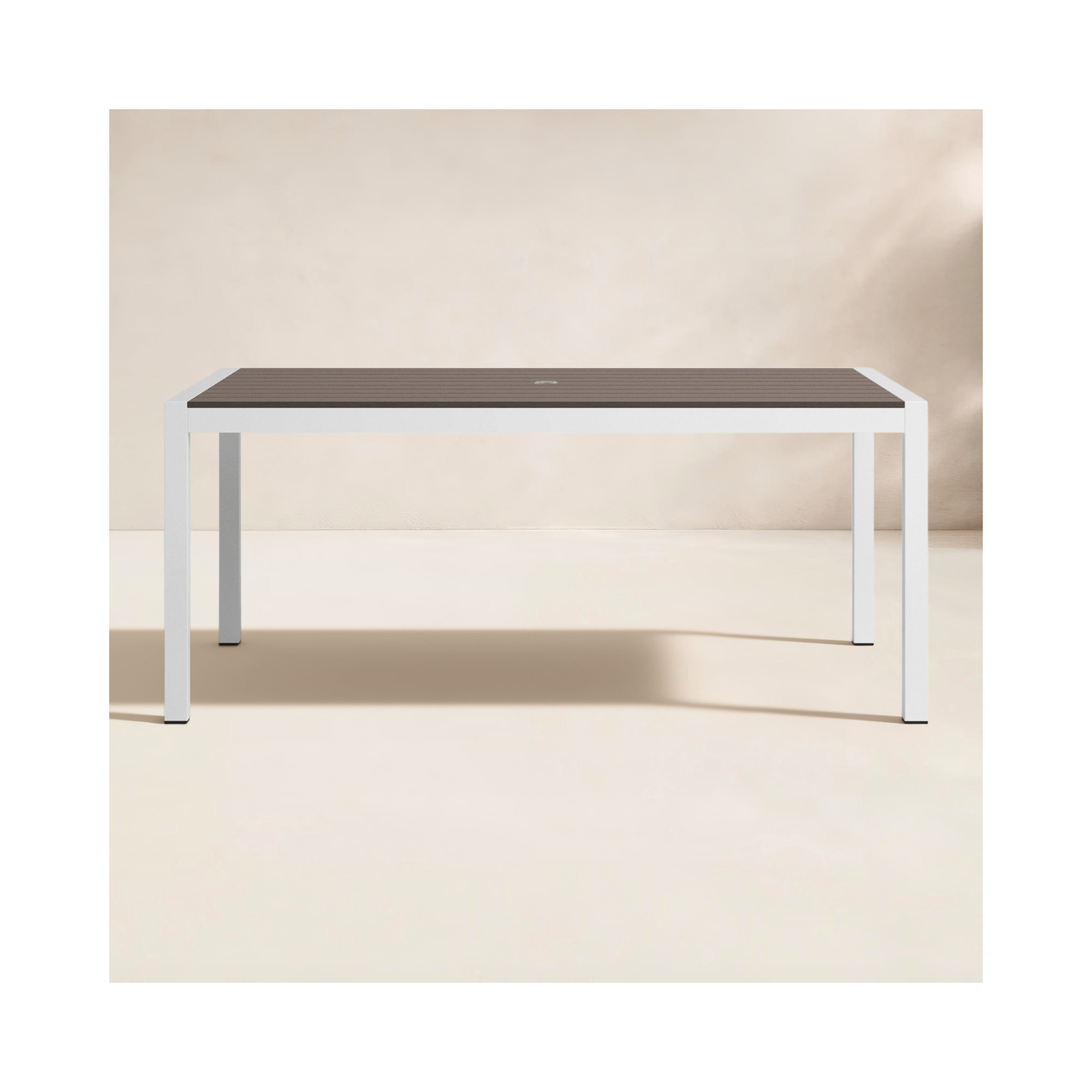 Aynura 71'' Plastic / Acrylic Outdoor Dining Table, Gray, White